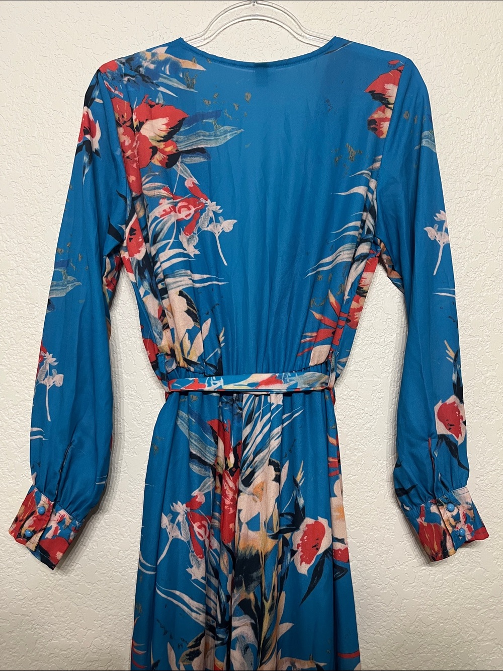 Tropical Floral Women’s Size Large Deep V Maxi Dress - Picture 9 of 10